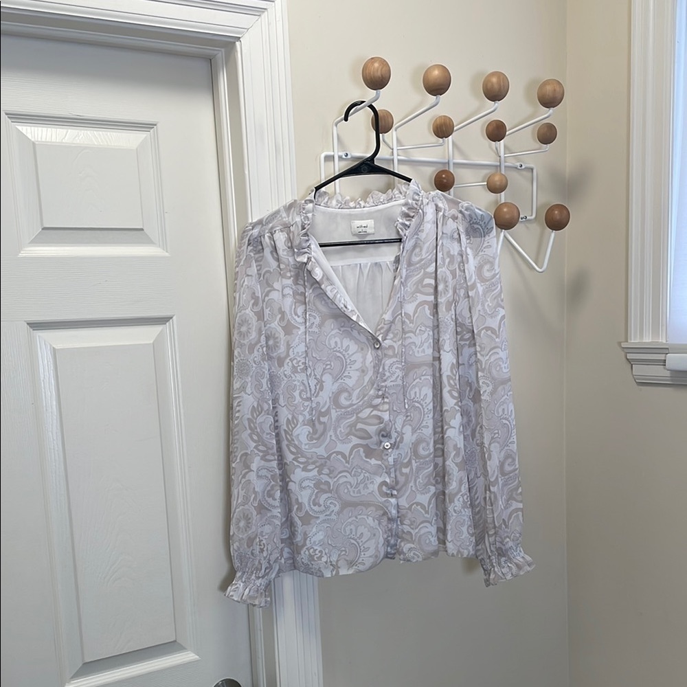 Aritzia - Wilfred - Classic Floral Blouse - White / Light Pink - S